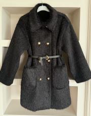 gold düğme detay kürk ceket siyah