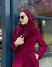 yaka kürklü kaban bordo 5