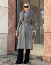 yaka kürklü kaban gri 2