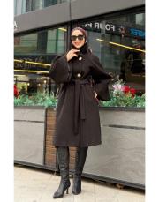 geniş kol kaşe kaban siyah