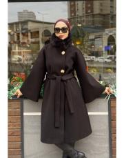 geniş kol kaşe kaban siyah 2