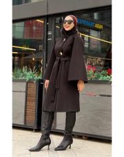 geniş kol kaşe kaban siyah 3