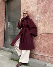 geniş kol kaşe kaban bordo 3