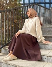 oversize triko hırka bej 2