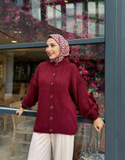 oversize triko hırka bordo 3