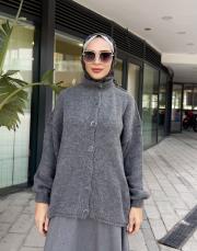 oversize triko hırka gri 2