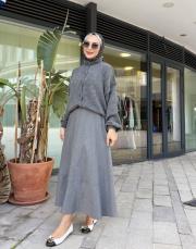 oversize triko hırka gri 3