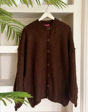 oversize triko hırka kahve