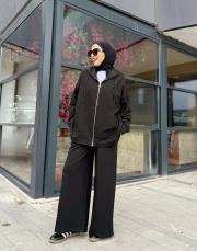 bomber bol paça takım siyah