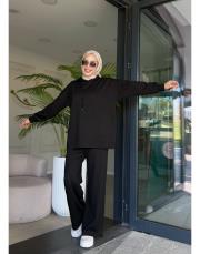 kapüşonlu eşofman takımı siyah 3