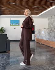 kapüşonlu eşofman takımı kahve 2