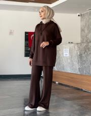 kapüşonlu eşofman takımı kahve 3