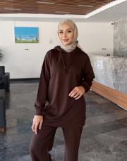 kapüşonlu eşofman takımı kahve 4