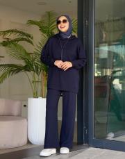 kapüşonlu eşofman takımı lacivert