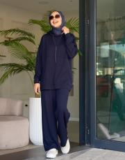 kapüşonlu eşofman takımı lacivert 2