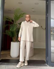 yakası fermuar detaylı takım taş