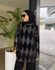 baklava desen triko kazak siyah 3