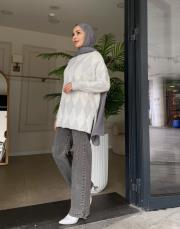 baklava desen triko kazak ekru 2