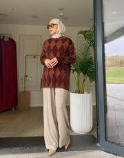 baklava desen triko kazak kahve 4