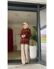 baklava desen triko kazak kahve 5