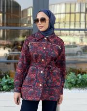 motifli cep detay ceket bordo 6