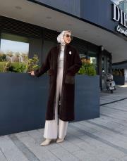 deri geçişli angora kaban kahve 5