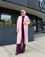 nova angora uzun hırka pembe