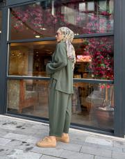 luvina asimetrik şalvar takım haki 3