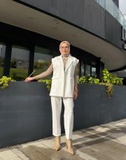 punel kuşaklı yelek beyaz