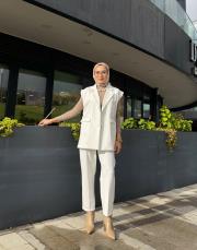 punel kuşaklı yelek beyaz 4