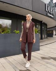 punel kuşaklı yelek kahve 2