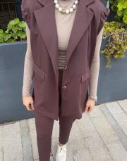 punel kuşaklı yelek kahve 4