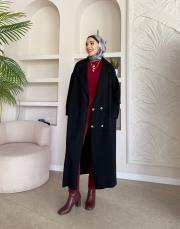 kruvaze uzun hırka siyah