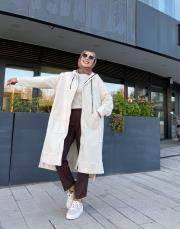 üç iplik kanguru cep kapüşonlu kap taş