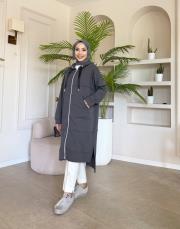 üç iplik kanguru cep kapüşonlu kap antrasit 3