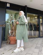 üç iplik kanguru cep kapüşonlu kap mint 4