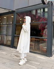 üç iplik baskı detay kapüşonlu kap ekru 2