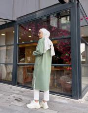 üç iplik baskı detay kapüşonlu kap mint 2