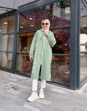 üç iplik baskı detay kapüşonlu kap mint 5