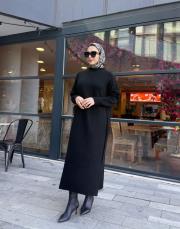 triko elbise siyah