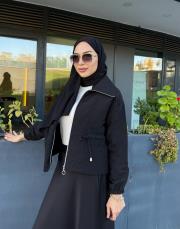 kapitone ceket etekli takım siyah 3