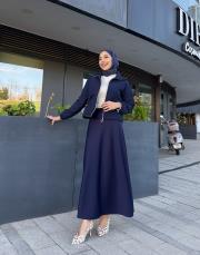 kapitone ceket etekli takım laci