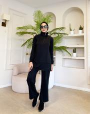 yakası fermuarlı fitilli oysho takım siyah