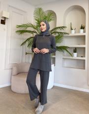 yakası fermuarlı fitilli oysho takım gri 2