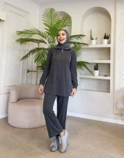 yakası fermuarlı fitilli oysho takım gri 3