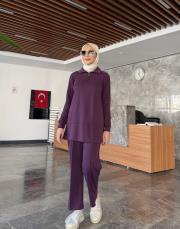 yakası fermuarlı fitilli oysho takım mor 3