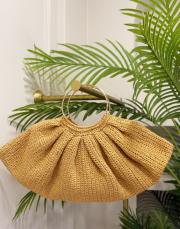 halka askılı hasır el örgü çanta camel