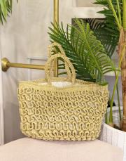 salaş el örgü hasır çanta camel