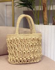 salaş mini hasır el örgü çanta camel 2