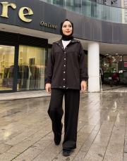 çıtçıt detay bomber ceket siyah